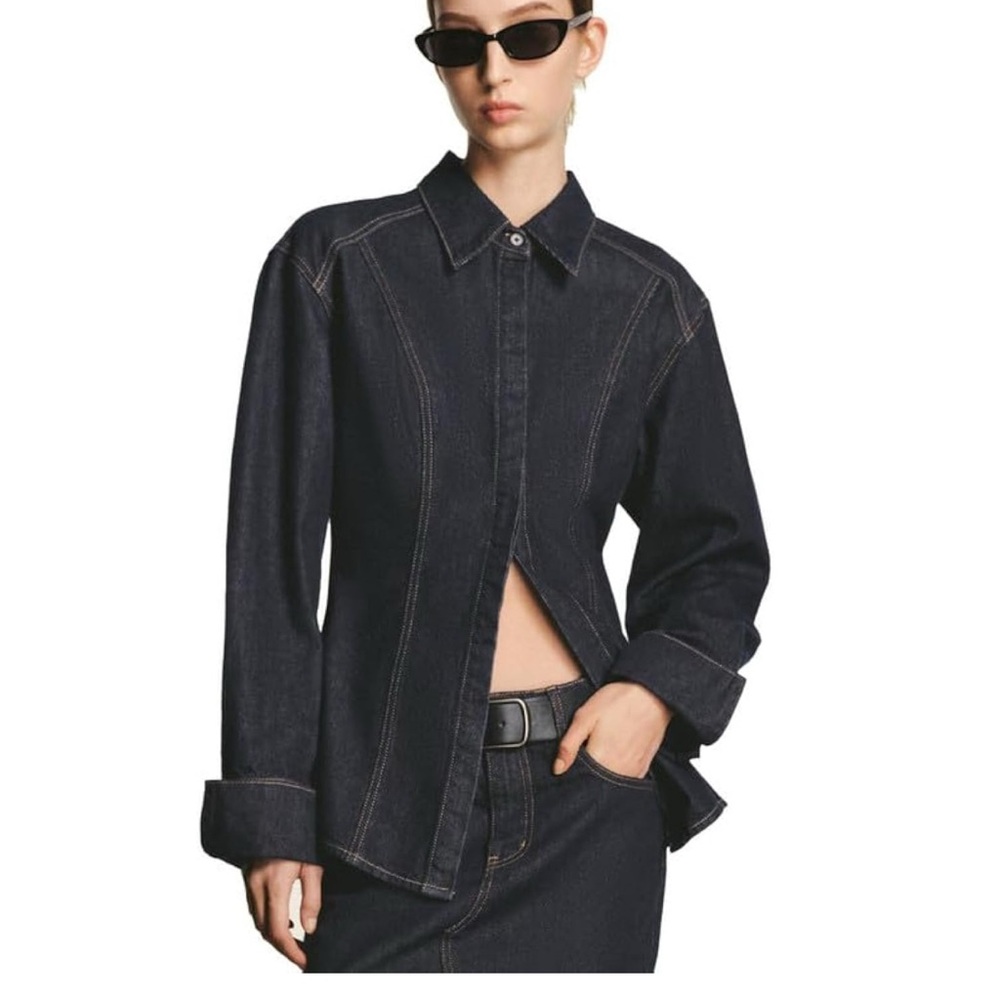 URBAN REVIVO Stylish Blue Denim Jacket